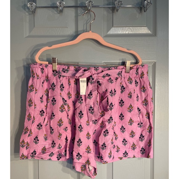 Anthropologie Pink Floral Belted Shorts NWT Size XL - Picture 5 of 13
